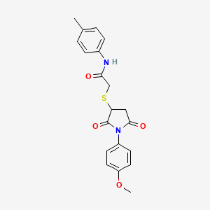 molecular formula C20H20N2O4S B4133356 2-{[1-(4-methoxyphenyl)-2,5-dioxo-3-pyrrolidinyl]thio}-N-(4-methylphenyl)acetamide 