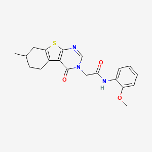 molecular formula C20H21N3O3S B4133367 N-(2-methoxyphenyl)-2-(7-methyl-4-oxo-5,6,7,8-tetrahydro[1]benzothieno[2,3-d]pyrimidin-3(4H)-yl)acetamide 