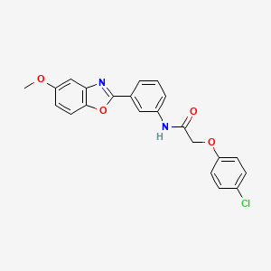 2-(4-chlorophenoxy)-N-[3-(5-methoxy-1,3-benzoxazol-2-yl)phenyl]acetamide