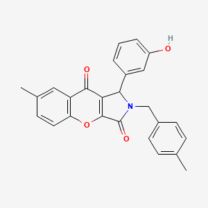 molecular formula C26H21NO4 B4133390 1-(3-hydroxyphenyl)-7-methyl-2-(4-methylbenzyl)-1,2-dihydrochromeno[2,3-c]pyrrole-3,9-dione 