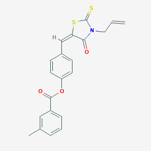 molecular formula C21H17NO3S2 B413340 4-[(3-Allyl-4-oxo-2-thioxo-1,3-thiazolidin-5-ylidene)methyl]phenyl 3-methylbenzoate 