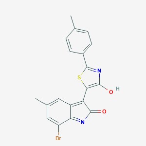 molecular formula C19H13BrN2O2S B413341 7-bromo-5-methyl-3-(2-(4-methylphenyl)-4-oxo-1,3-thiazol-5(4H)-ylidene)-1,3-dihydro-2H-indol-2-one 