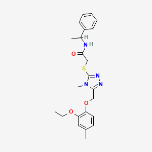 molecular formula C23H28N4O3S B4133413 2-({5-[(2-ethoxy-4-methylphenoxy)methyl]-4-methyl-4H-1,2,4-triazol-3-yl}thio)-N-(1-phenylethyl)acetamide 