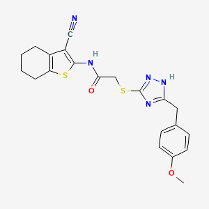 molecular formula C21H21N5O2S2 B4133424 N-(3-cyano-4,5,6,7-tetrahydro-1-benzothien-2-yl)-2-{[5-(4-methoxybenzyl)-4H-1,2,4-triazol-3-yl]thio}acetamide 