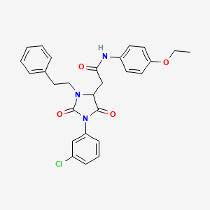 2-[1-(3-chlorophenyl)-2,5-dioxo-3-(2-phenylethyl)imidazolidin-4-yl]-N-(4-ethoxyphenyl)acetamide