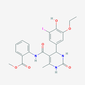 molecular formula C22H22IN3O6 B4133454 methyl 2-({[4-(3-ethoxy-4-hydroxy-5-iodophenyl)-6-methyl-2-oxo-1,2,3,4-tetrahydro-5-pyrimidinyl]carbonyl}amino)benzoate 