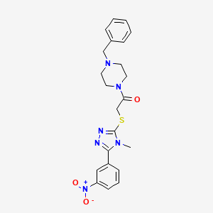 molecular formula C22H24N6O3S B4133470 1-benzyl-4-({[4-methyl-5-(3-nitrophenyl)-4H-1,2,4-triazol-3-yl]thio}acetyl)piperazine 