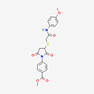 molecular formula C21H20N2O6S B4133474 methyl 4-[3-({2-[(4-methoxyphenyl)amino]-2-oxoethyl}thio)-2,5-dioxo-1-pyrrolidinyl]benzoate 