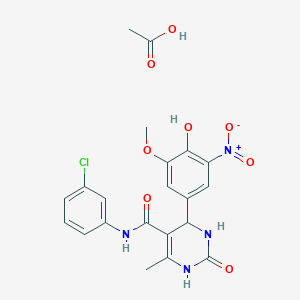 molecular formula C21H21ClN4O8 B4133508 N-(3-chlorophenyl)-4-(4-hydroxy-3-methoxy-5-nitrophenyl)-6-methyl-2-oxo-1,2,3,4-tetrahydro-5-pyrimidinecarboxamide acetate (salt) 
