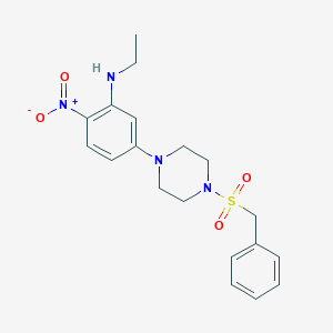 molecular formula C19H24N4O4S B4133537 5-[4-(benzylsulfonyl)-1-piperazinyl]-N-ethyl-2-nitroaniline 