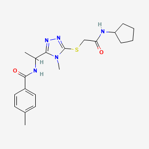 molecular formula C20H27N5O2S B4133543 N-[1-(5-{[2-(cyclopentylamino)-2-oxoethyl]thio}-4-methyl-4H-1,2,4-triazol-3-yl)ethyl]-4-methylbenzamide 