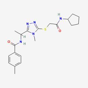 molecular formula C20H27N5O2S B4133543 N-[1-[5-[2-(cyclopentylamino)-2-oxoethyl]sulfanyl-4-methyl-1,2,4-triazol-3-yl]ethyl]-4-methylbenzamide 