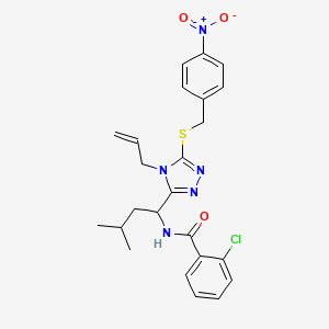 molecular formula C24H26ClN5O3S B4133553 N-(1-{4-allyl-5-[(4-nitrobenzyl)thio]-4H-1,2,4-triazol-3-yl}-3-methylbutyl)-2-chlorobenzamide 