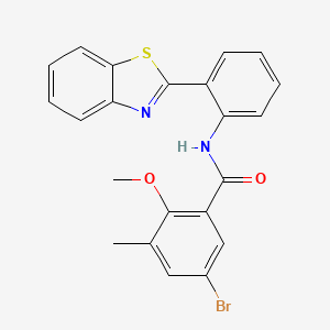 molecular formula C22H17BrN2O2S B4133560 N-[2-(1,3-benzothiazol-2-yl)phenyl]-5-bromo-2-methoxy-3-methylbenzamide 