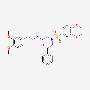 molecular formula C28H32N2O7S B4133573 N~2~-(2,3-dihydro-1,4-benzodioxin-6-ylsulfonyl)-N~1~-[2-(3,4-dimethoxyphenyl)ethyl]-N~2~-(2-phenylethyl)glycinamide 