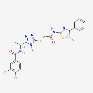 molecular formula C24H22Cl2N6O2S2 B4133591 3,4-dichloro-N-{1-[4-methyl-5-({2-[(5-methyl-4-phenyl-1,3-thiazol-2-yl)amino]-2-oxoethyl}thio)-4H-1,2,4-triazol-3-yl]ethyl}benzamide 
