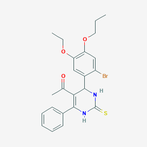 molecular formula C23H25BrN2O3S B4133607 1-[4-(2-bromo-5-ethoxy-4-propoxyphenyl)-6-phenyl-2-thioxo-1,2,3,4-tetrahydro-5-pyrimidinyl]ethanone 