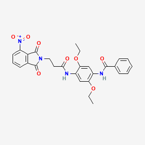 molecular formula C28H26N4O8 B4133633 N-(2,5-diethoxy-4-{[3-(4-nitro-1,3-dioxo-1,3-dihydro-2H-isoindol-2-yl)propanoyl]amino}phenyl)benzamide 