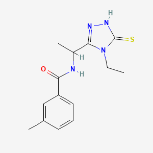 molecular formula C14H18N4OS B4133649 N-[1-(4-ethyl-5-mercapto-4H-1,2,4-triazol-3-yl)ethyl]-3-methylbenzamide 
