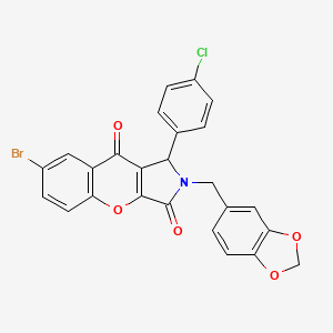 molecular formula C25H15BrClNO5 B4133700 2-(1,3-benzodioxol-5-ylmethyl)-7-bromo-1-(4-chlorophenyl)-1,2-dihydrochromeno[2,3-c]pyrrole-3,9-dione 