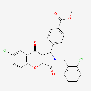 molecular formula C26H17Cl2NO5 B4133736 methyl 4-[7-chloro-2-(2-chlorobenzyl)-3,9-dioxo-1,2,3,9-tetrahydrochromeno[2,3-c]pyrrol-1-yl]benzoate 