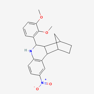 molecular formula C22H24N2O4 B4133773 10-(2,3-dimethoxyphenyl)-5-nitro-9-azatetracyclo[10.2.1.0~2,11~.0~3,8~]pentadeca-3,5,7-triene 