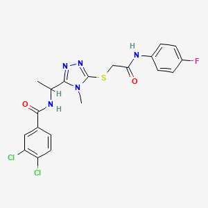 molecular formula C20H18Cl2FN5O2S B4133798 3,4-dichloro-N-{1-[5-({2-[(4-fluorophenyl)amino]-2-oxoethyl}thio)-4-methyl-4H-1,2,4-triazol-3-yl]ethyl}benzamide 