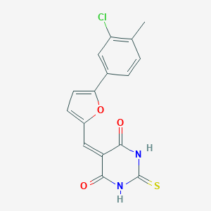 molecular formula C16H11ClN2O3S B413380 5-{[5-(3-chloro-4-methylphenyl)-2-furyl]methylene}-2-thioxodihydro-4,6(1H,5H)-pyrimidinedione 