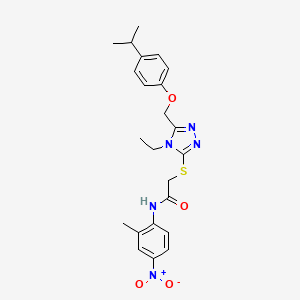 molecular formula C23H27N5O4S B4133815 2-({4-ethyl-5-[(4-isopropylphenoxy)methyl]-4H-1,2,4-triazol-3-yl}thio)-N-(2-methyl-4-nitrophenyl)acetamide 
