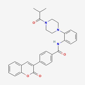 molecular formula C30H29N3O4 B4133820 N-[2-(4-isobutyryl-1-piperazinyl)phenyl]-4-(2-oxo-2H-chromen-3-yl)benzamide 