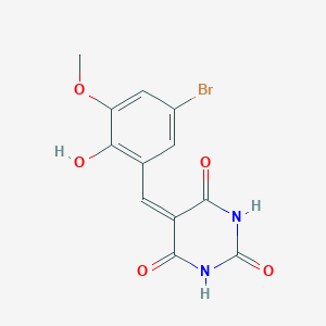 molecular formula C12H9BrN2O5 B413383 5-(5-bromo-2-hydroxy-3-methoxybenzylidene)-2,4,6(1H,3H,5H)-pyrimidinetrione 