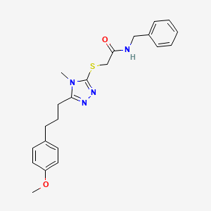 molecular formula C22H26N4O2S B4133830 N-benzyl-2-({5-[3-(4-methoxyphenyl)propyl]-4-methyl-4H-1,2,4-triazol-3-yl}thio)acetamide 