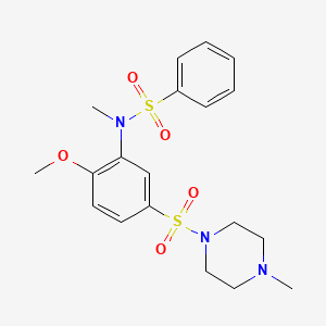 molecular formula C19H25N3O5S2 B4133831 N-{2-methoxy-5-[(4-methyl-1-piperazinyl)sulfonyl]phenyl}-N-methylbenzenesulfonamide 