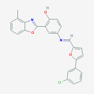 molecular formula C25H17ClN2O3 B413384 4-({[5-(3-Chlorophenyl)-2-furyl]methylene}amino)-2-(4-methyl-1,3-benzoxazol-2-yl)phenol 