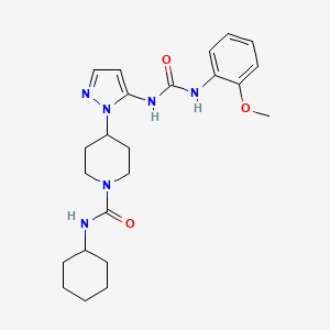 molecular formula C23H32N6O3 B4133841 N-cyclohexyl-4-[5-({[(2-methoxyphenyl)amino]carbonyl}amino)-1H-pyrazol-1-yl]-1-piperidinecarboxamide 