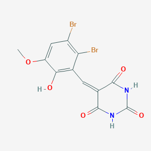 molecular formula C12H8Br2N2O5 B413385 5-(2,3-dibromo-6-hydroxy-5-methoxybenzylidene)-2,4,6(1H,3H,5H)-pyrimidinetrione 