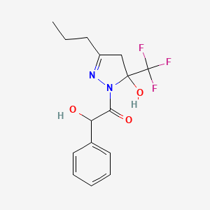 molecular formula C15H17F3N2O3 B4133870 1-[hydroxy(phenyl)acetyl]-3-propyl-5-(trifluoromethyl)-4,5-dihydro-1H-pyrazol-5-ol 