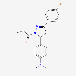 molecular formula C20H22BrN3O B4133873 4-[3-(4-bromophenyl)-1-propionyl-4,5-dihydro-1H-pyrazol-5-yl]-N,N-dimethylaniline 