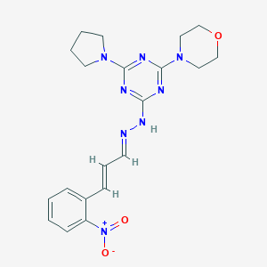 molecular formula C20H24N8O3 B413390 3-{2-Nitrophenyl}acrylaldehyde [4-(4-morpholinyl)-6-(1-pyrrolidinyl)-1,3,5-triazin-2-yl]hydrazone 