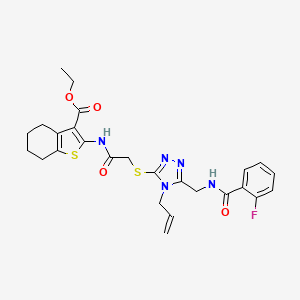 ethyl 2-({[(4-allyl-5-{[(2-fluorobenzoyl)amino]methyl}-4H-1,2,4-triazol-3-yl)thio]acetyl}amino)-4,5,6,7-tetrahydro-1-benzothiophene-3-carboxylate
