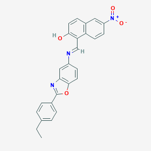 molecular formula C26H19N3O4 B413392 1-({[2-(4-Ethylphenyl)-1,3-benzoxazol-5-yl]imino}methyl)-6-nitro-2-naphthol 