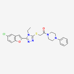 molecular formula C24H24ClN5O2S B4133945 1-({[5-(5-chloro-1-benzofuran-2-yl)-4-ethyl-4H-1,2,4-triazol-3-yl]thio}acetyl)-4-phenylpiperazine 