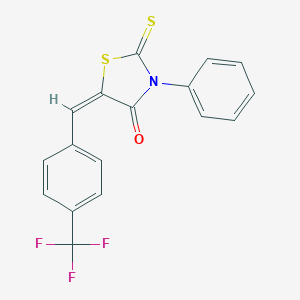 molecular formula C17H10F3NOS2 B413395 3-Phenyl-2-thioxo-5-[4-(trifluoromethyl)benzylidene]-1,3-thiazolidin-4-one 