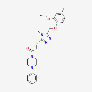 molecular formula C25H31N5O3S B4133953 1-[({5-[(2-ethoxy-4-methylphenoxy)methyl]-4-methyl-4H-1,2,4-triazol-3-yl}thio)acetyl]-4-phenylpiperazine 