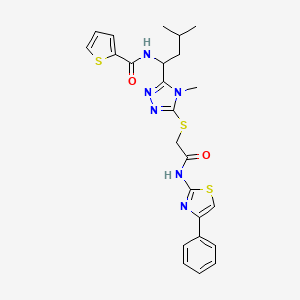 N-{3-methyl-1-[4-methyl-5-({2-oxo-2-[(4-phenyl-1,3-thiazol-2-yl)amino]ethyl}thio)-4H-1,2,4-triazol-3-yl]butyl}-2-thiophenecarboxamide