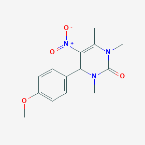 molecular formula C14H17N3O4 B413398 5-nitro-4-(4-methoxyphenyl)-1,3,6-trimethyl-3,4-dihydro-2(1H)-pyrimidinone 