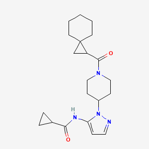 molecular formula C21H30N4O2 B4134001 N-{1-[1-(spiro[2.5]oct-1-ylcarbonyl)-4-piperidinyl]-1H-pyrazol-5-yl}cyclopropanecarboxamide 