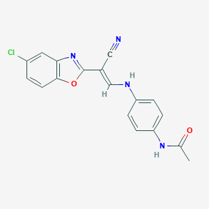 molecular formula C18H13ClN4O2 B413401 N-(4-{[2-(5-chloro-1,3-benzoxazol-2-yl)-2-cyanovinyl]amino}phenyl)acetamide 