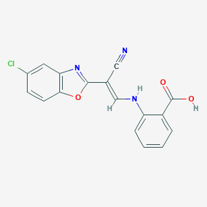 molecular formula C17H10ClN3O3 B413404 2-{[2-(5-Chloro-1,3-benzoxazol-2-yl)-2-cyanovinyl]amino}benzoic acid 