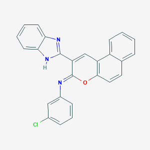 molecular formula C26H16ClN3O B413406 N-[2-(1H-benzimidazol-2-yl)-3H-benzo[f]chromen-3-ylidene]-N-(3-chlorophenyl)amine 